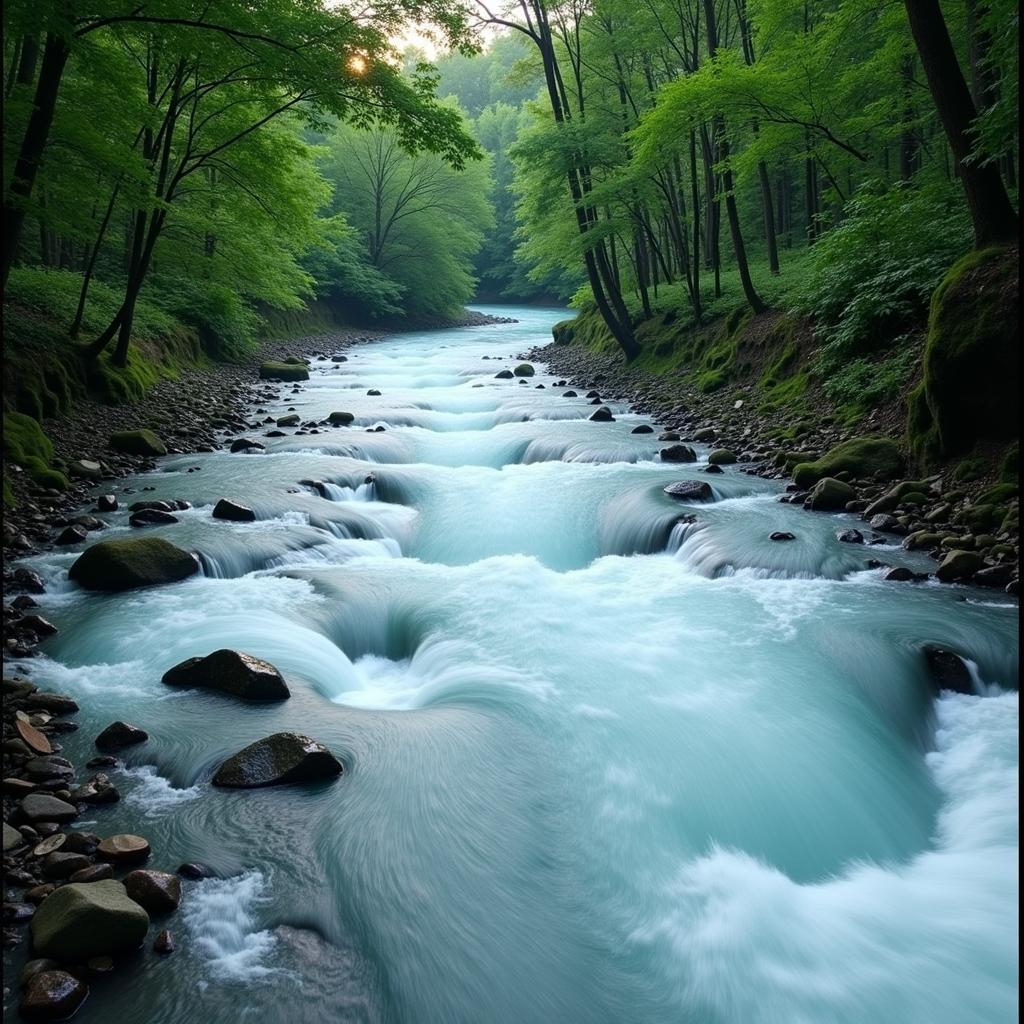 River flowing, symbolizing the passage of time in shayari