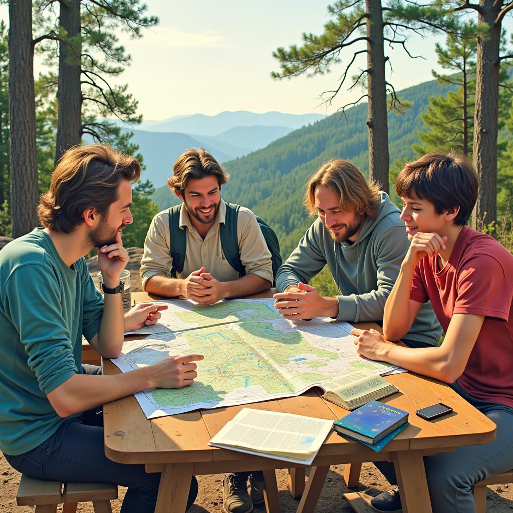 A group of friends teasing a friend about staying home