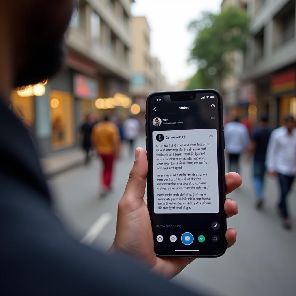 Man checking full attitude Hindi status on his phone