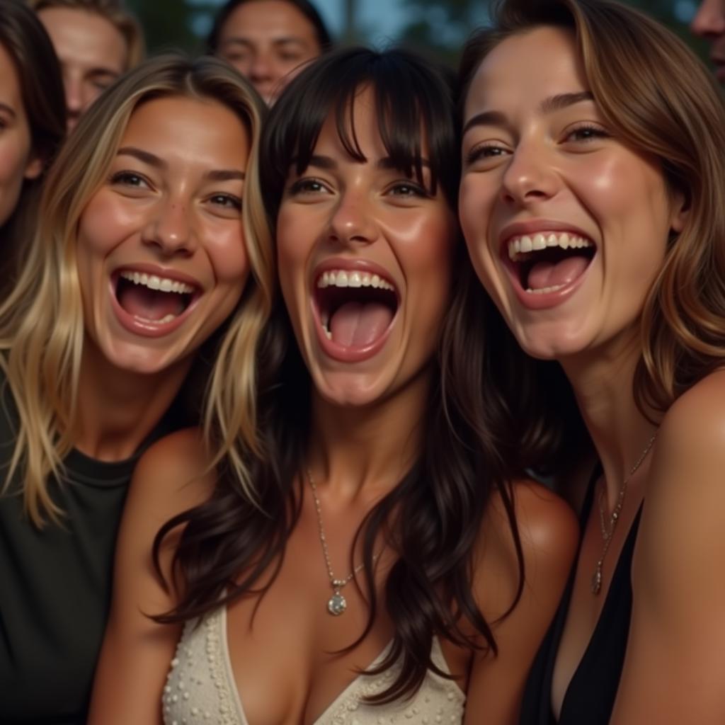 Friends laughing together in a candid shot