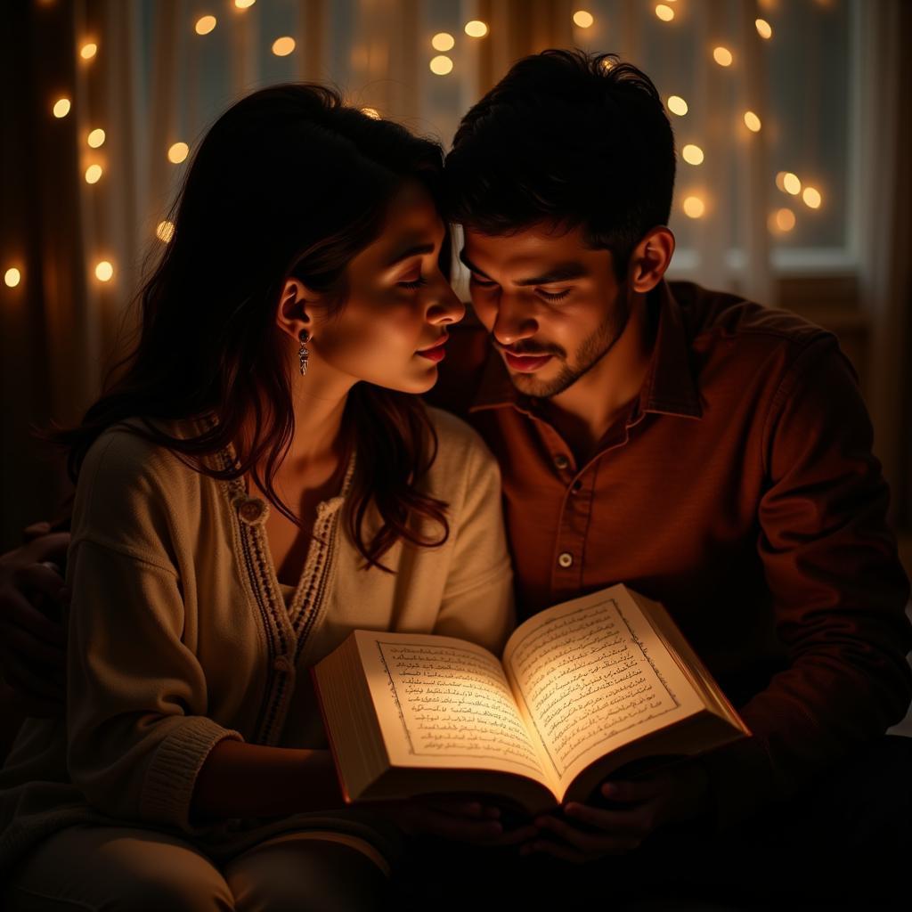 Romantic Couple Sharing Shayari