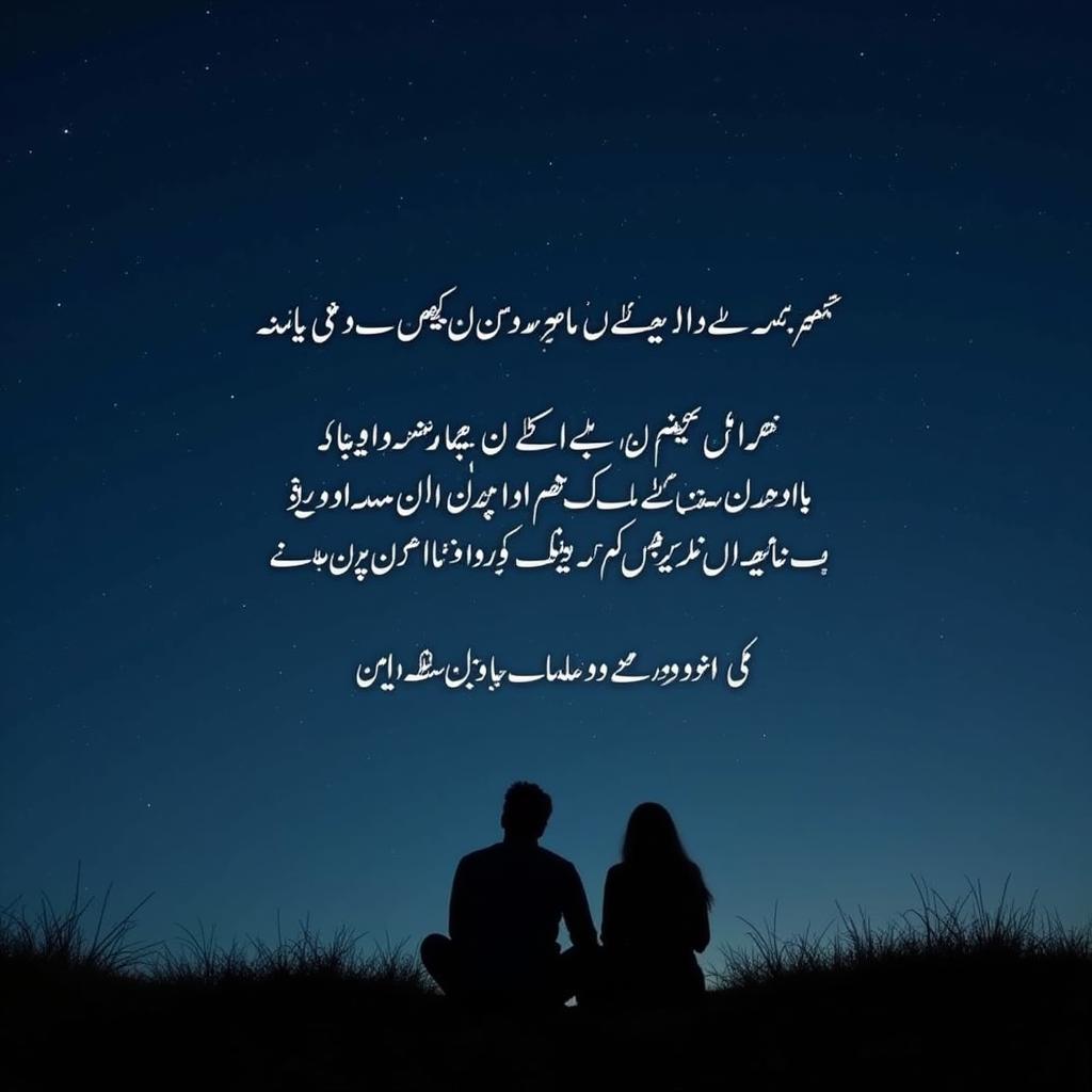 Romantic Girl Par Shayari: A couple gazing at the stars, with a shayari overlayed expressing deep love and longing.