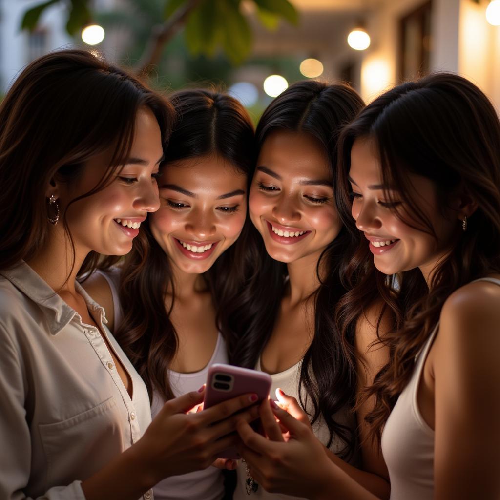 Girl Sharing Attitude Status with Friends