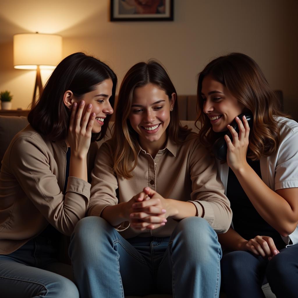 Friends Comforting Each Other While Listening to Music