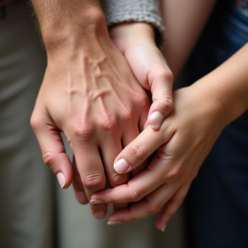 Had Se Jyada in Family: A close-up of hands holding each other, signifying the strong bond and overflowing love within a family.