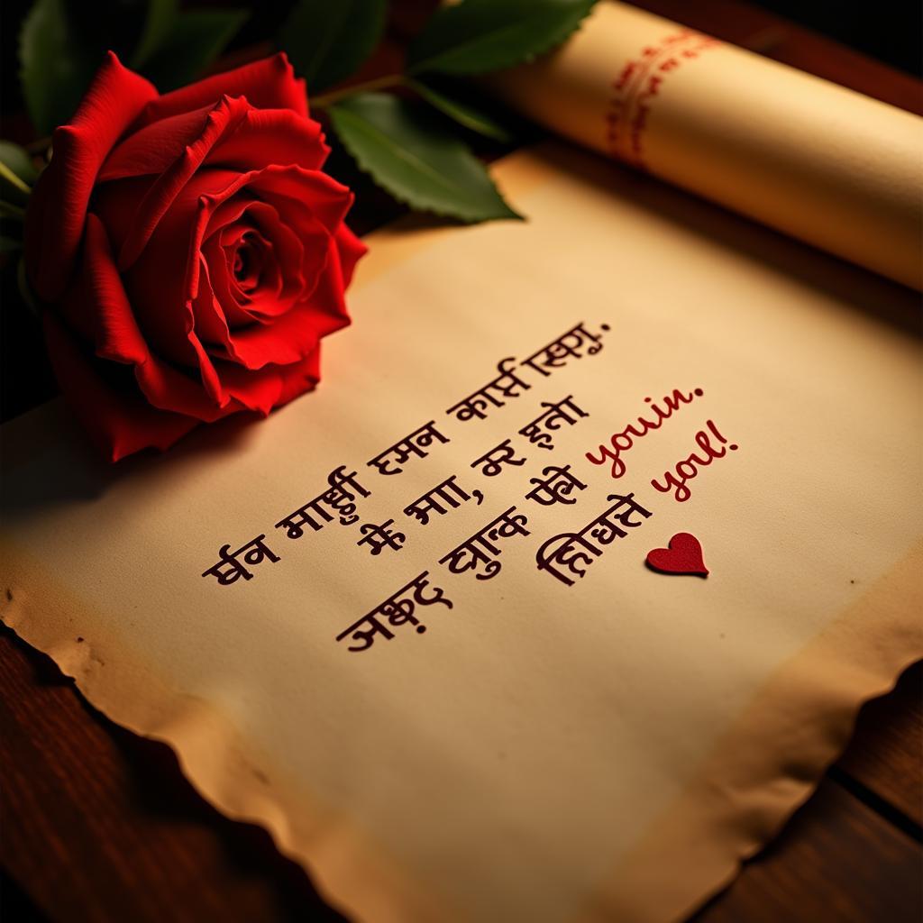 Handwritten Love Shayari on Parchment