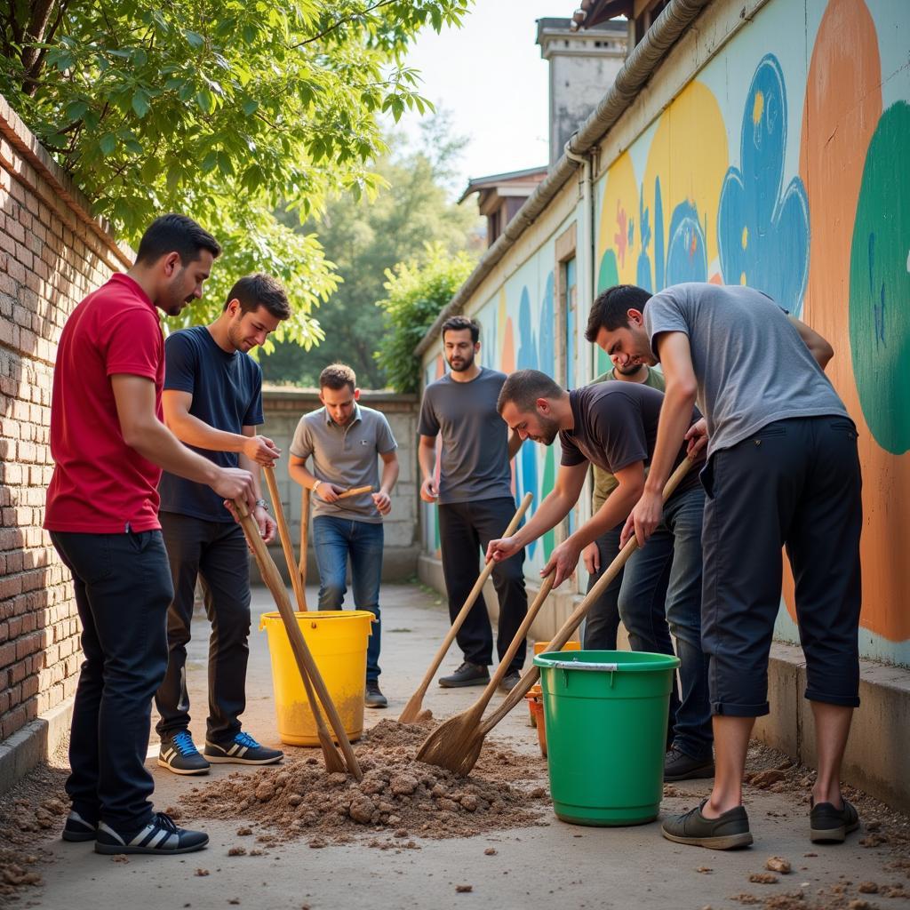 People working together in a community project