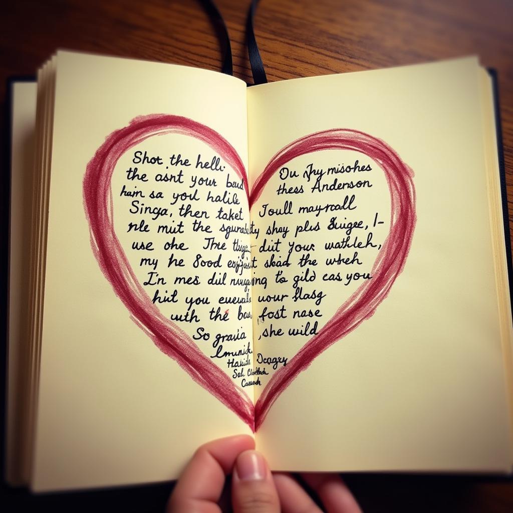 Heart Shaped Hindi Shayari Written on Paper