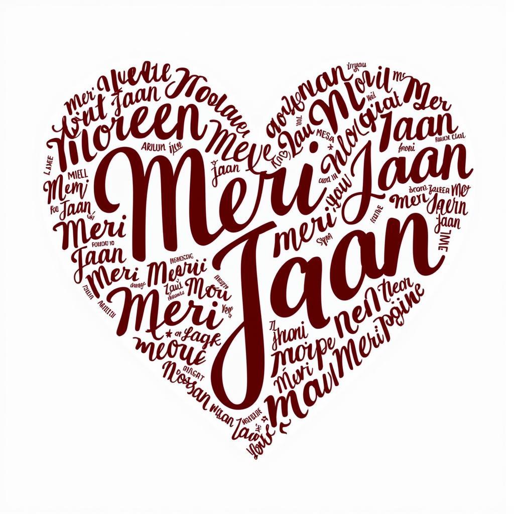 Heart shape formed by the words "Meri Jaan"