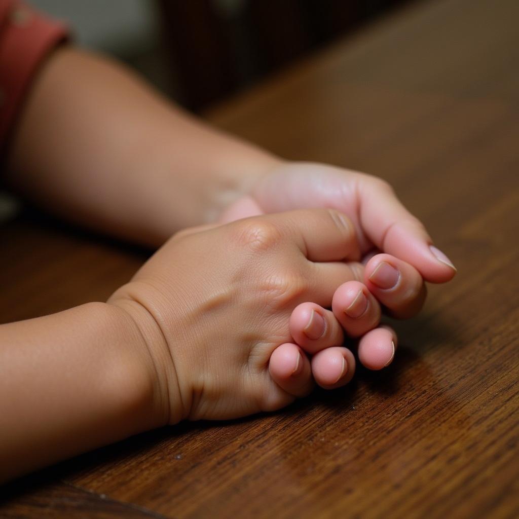 An image of a grandchild holding their Nani's hand, symbolizing the emotional connection and love expressed through heart-touching Nani love quotes in Hindi.