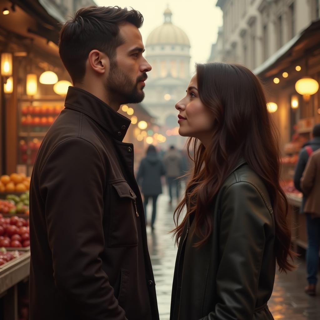 Shy Glance Exchanging Between Two People