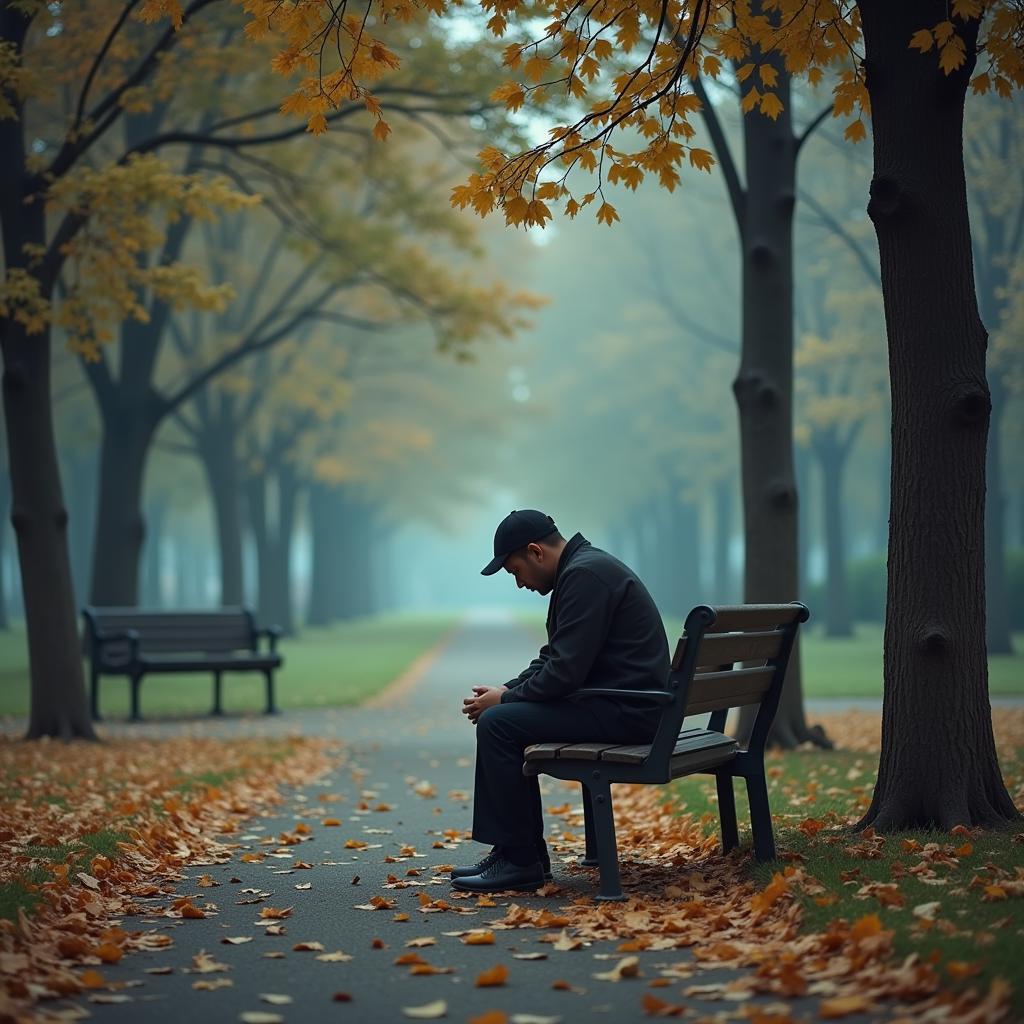 Hindi Loneliness Quotes - Man Sitting Alone on a Bench