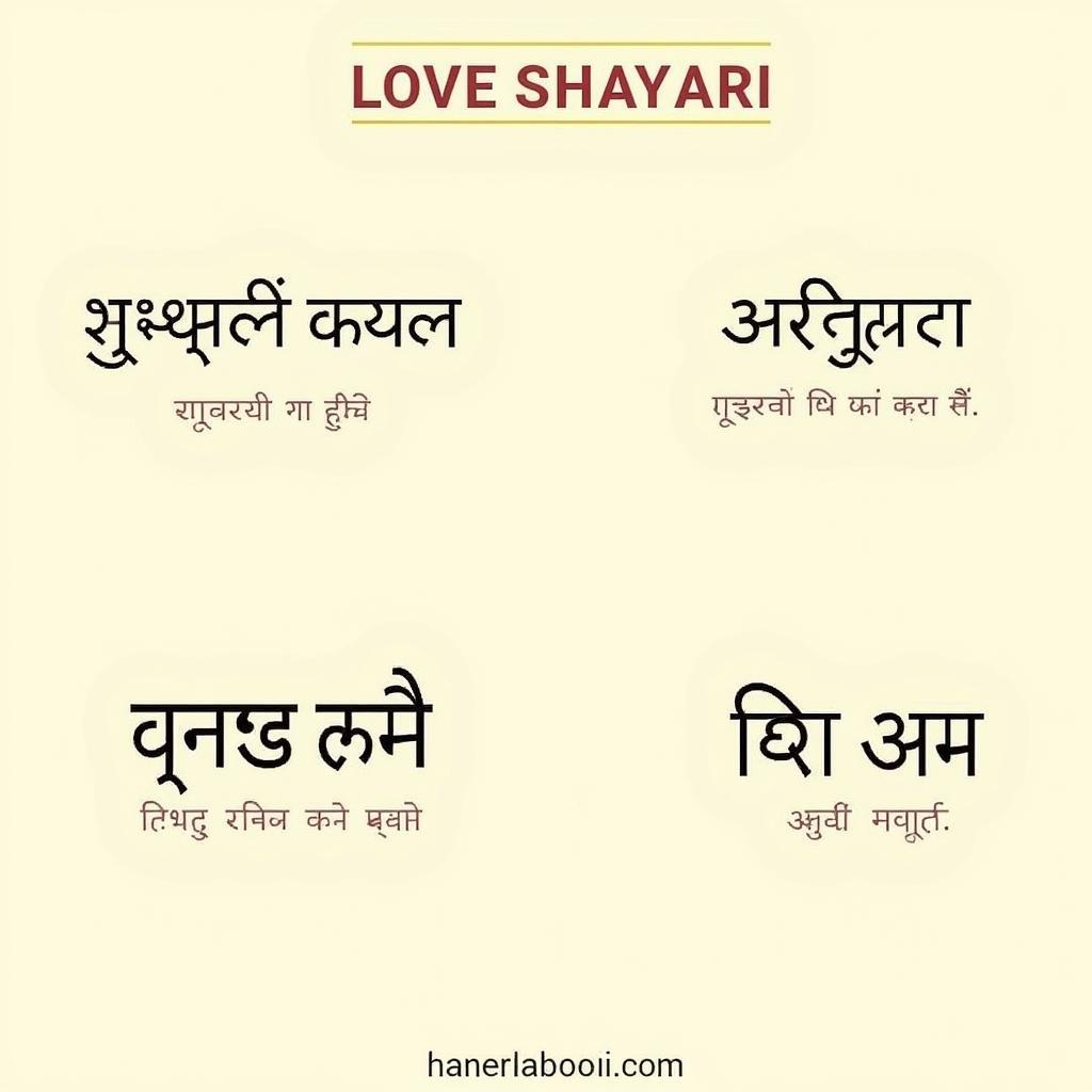 Various styles of Hindi calligraphy representing different shayari forms.