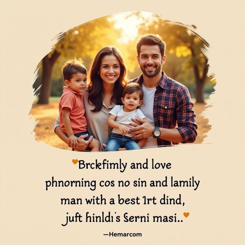 Hindi Quotes for Parents Love: A family portrait showcasing a happy family.