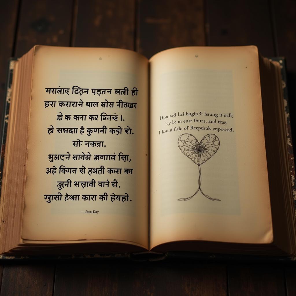 Hindi Sad Love Shayari in a Book