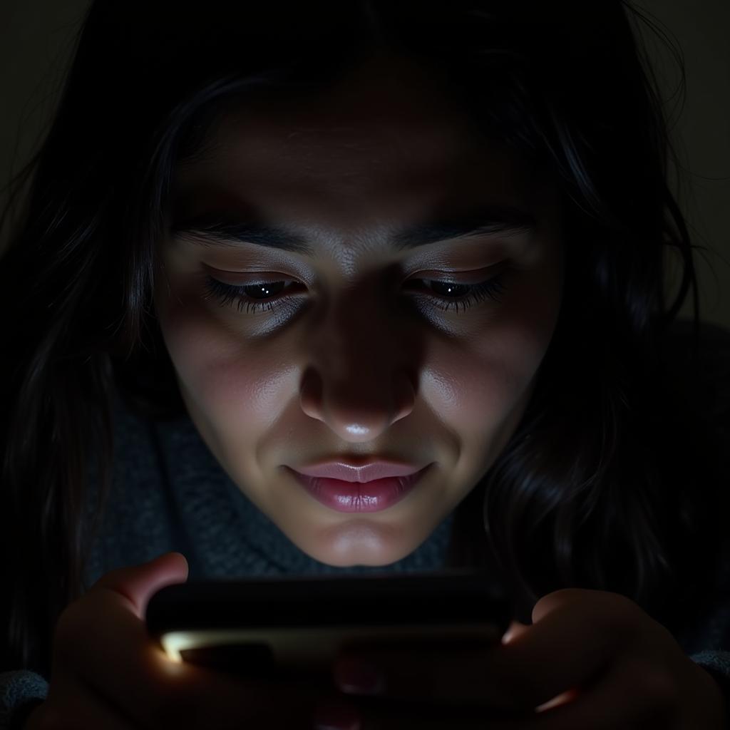 A person holding a phone, reading shayari, tears in their eyes