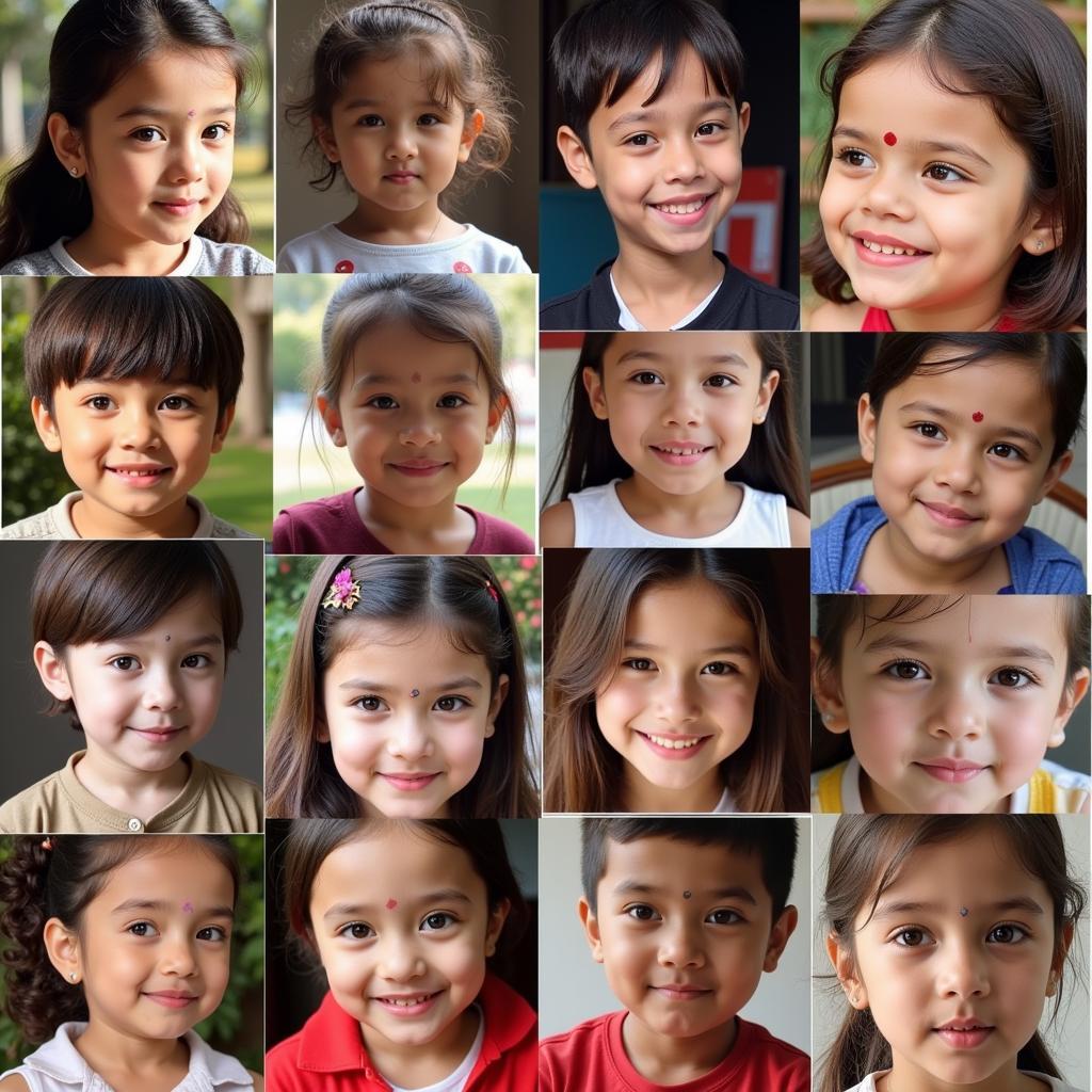 Hindi Shayari for Masoom Chehra: Different expressions of innocence on children's faces.