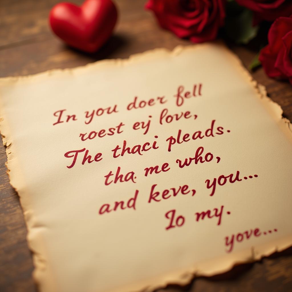 Handwritten hot love shayari on a piece of paper