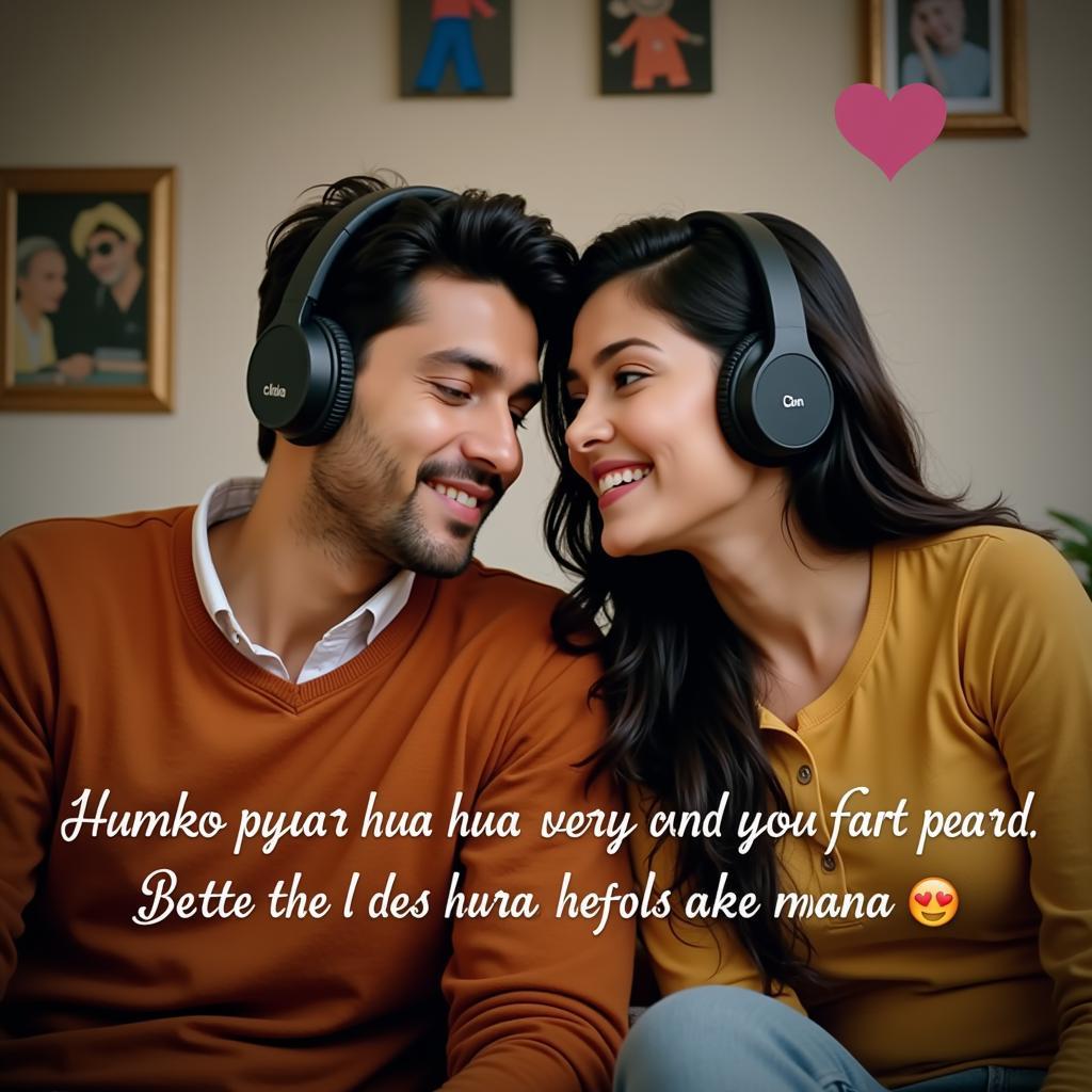 Couple Listening to Music with "Humko Pyaar Hua Lyrics"