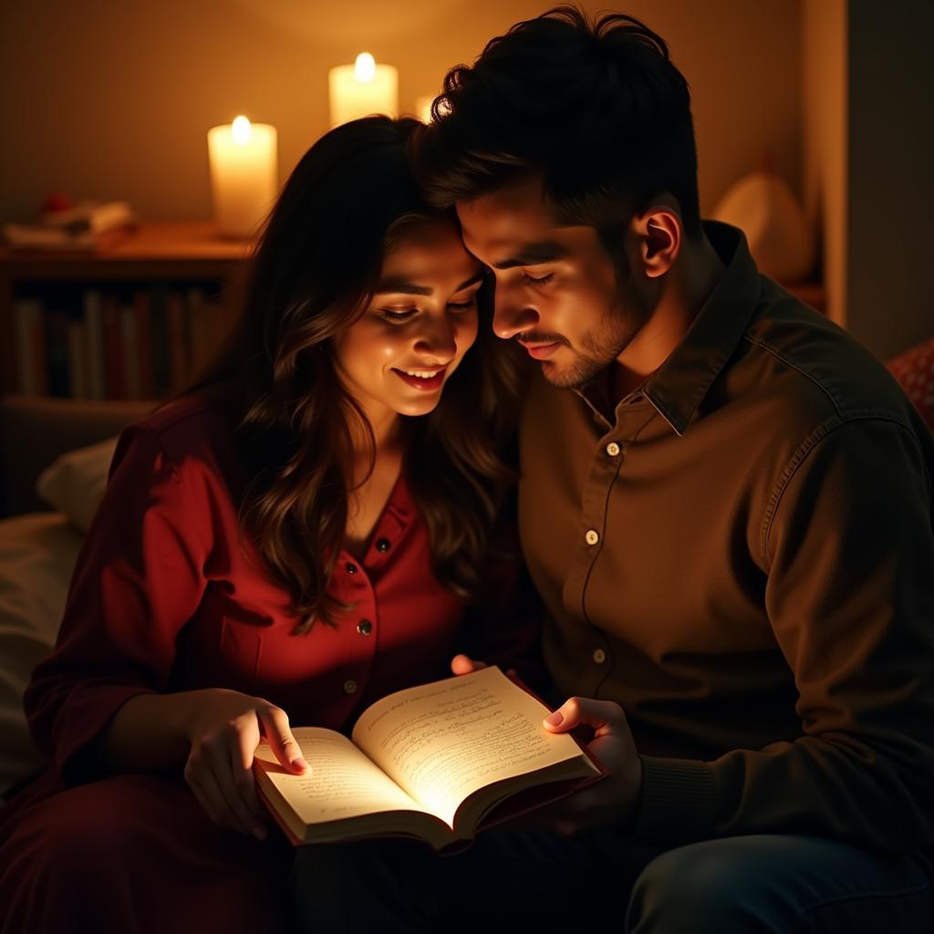 Romantic Couple Sharing Shayari