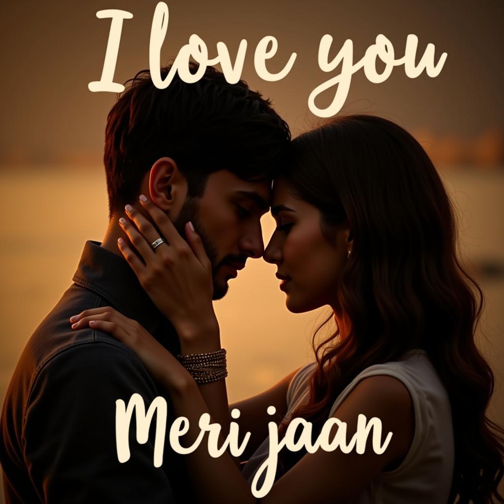 Couple embracing, saying "I love you meri jaan"