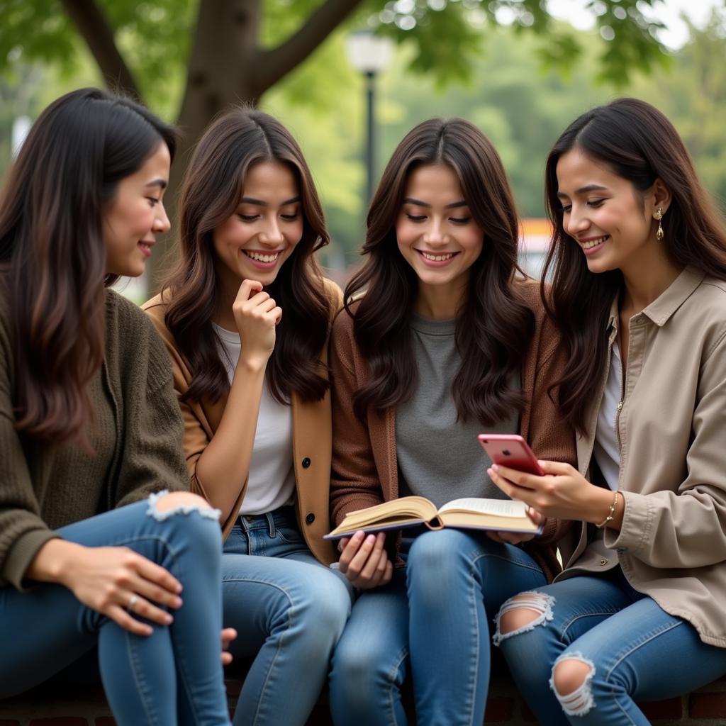 Friends reading a shayari together