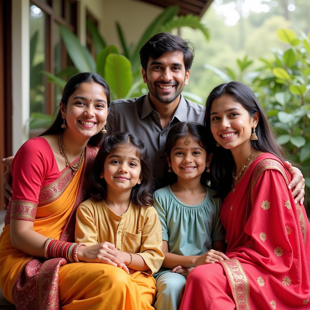 A happy Indian family smiling together