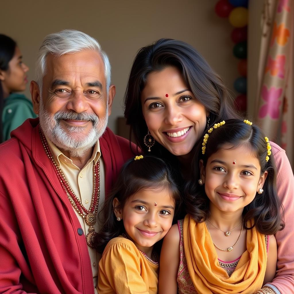 A Family's Warmth: Smiling Indian Family