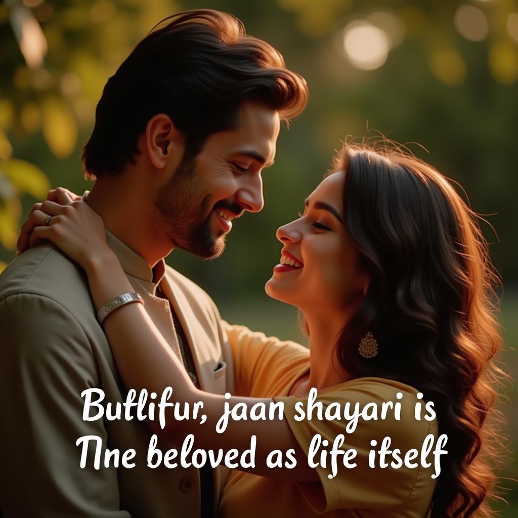 Couple embracing warmly, symbolizing the deep connection expressed through jaan shayari