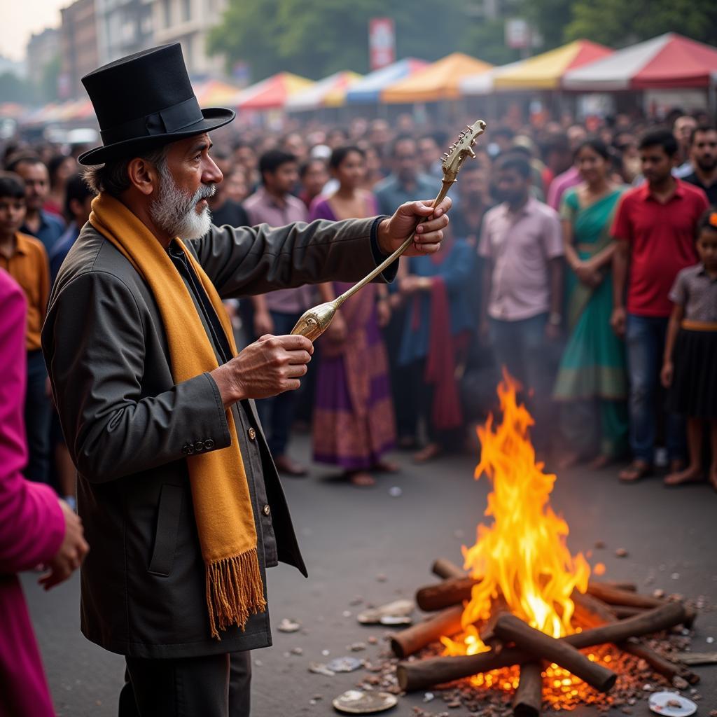 Street Performer Enchanting a Crowd