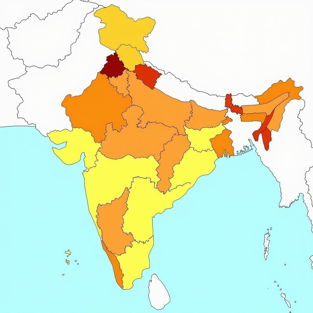 Map of India highlighting regions where "Janab" is commonly used