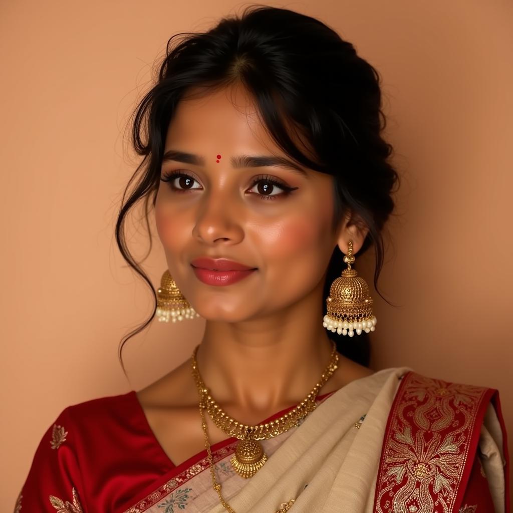 Traditional Indian Woman Wearing Jhumkas