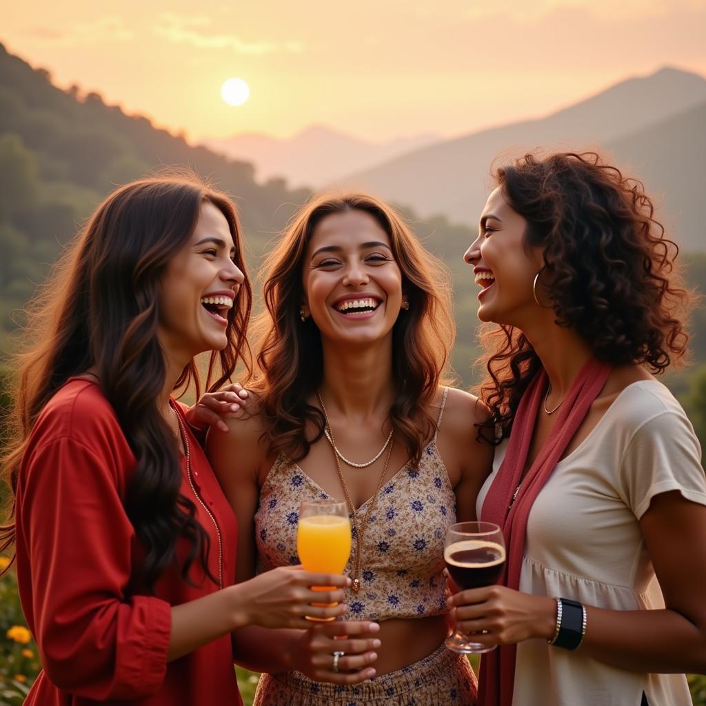 Group of friends laughing together