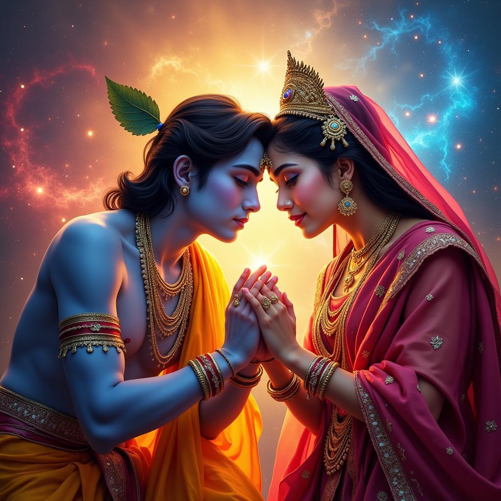 Kanha with Radha, epitomizing divine love