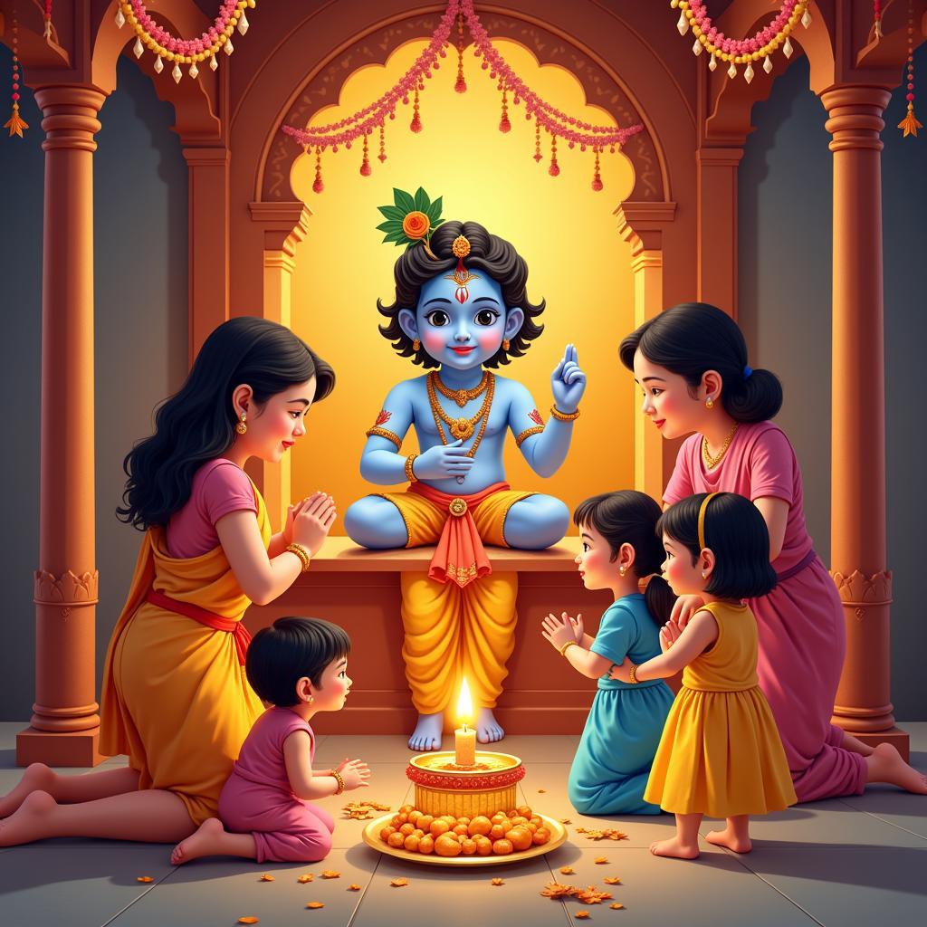 Family Celebrating Krishna Janmashtami