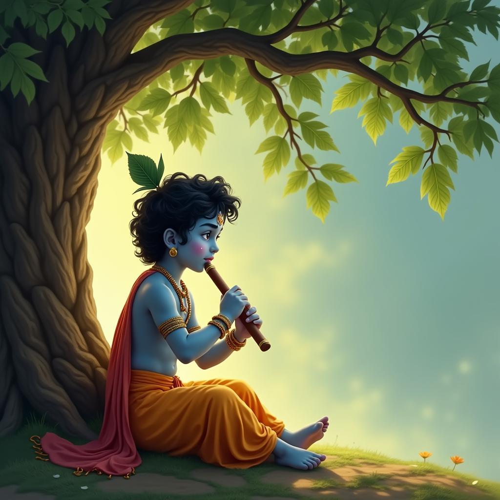 Krishna Radha Sad Flute Alone