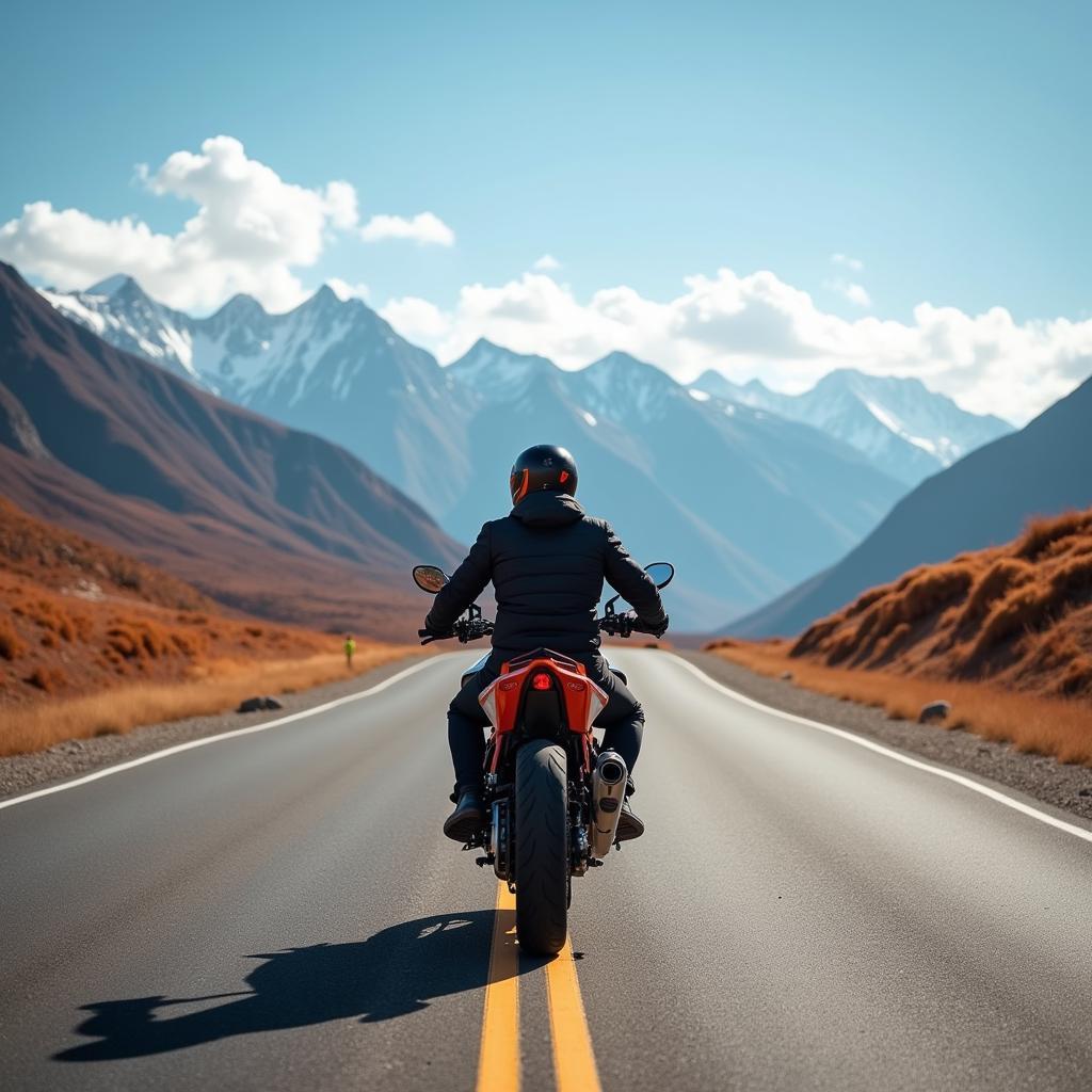 KTM rider experiencing the freedom of the open road