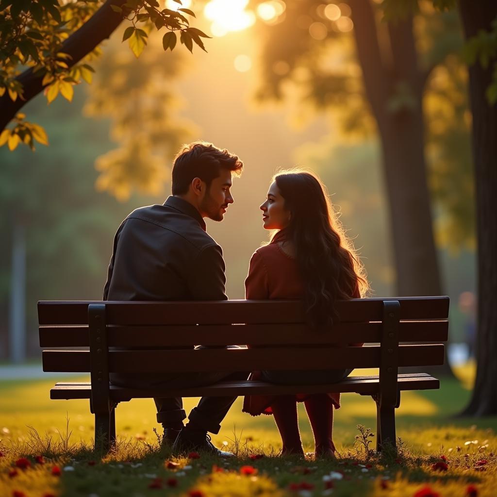 Young couple sharing a romantic moment, depicting the essence of ladka ladki ki shayari.