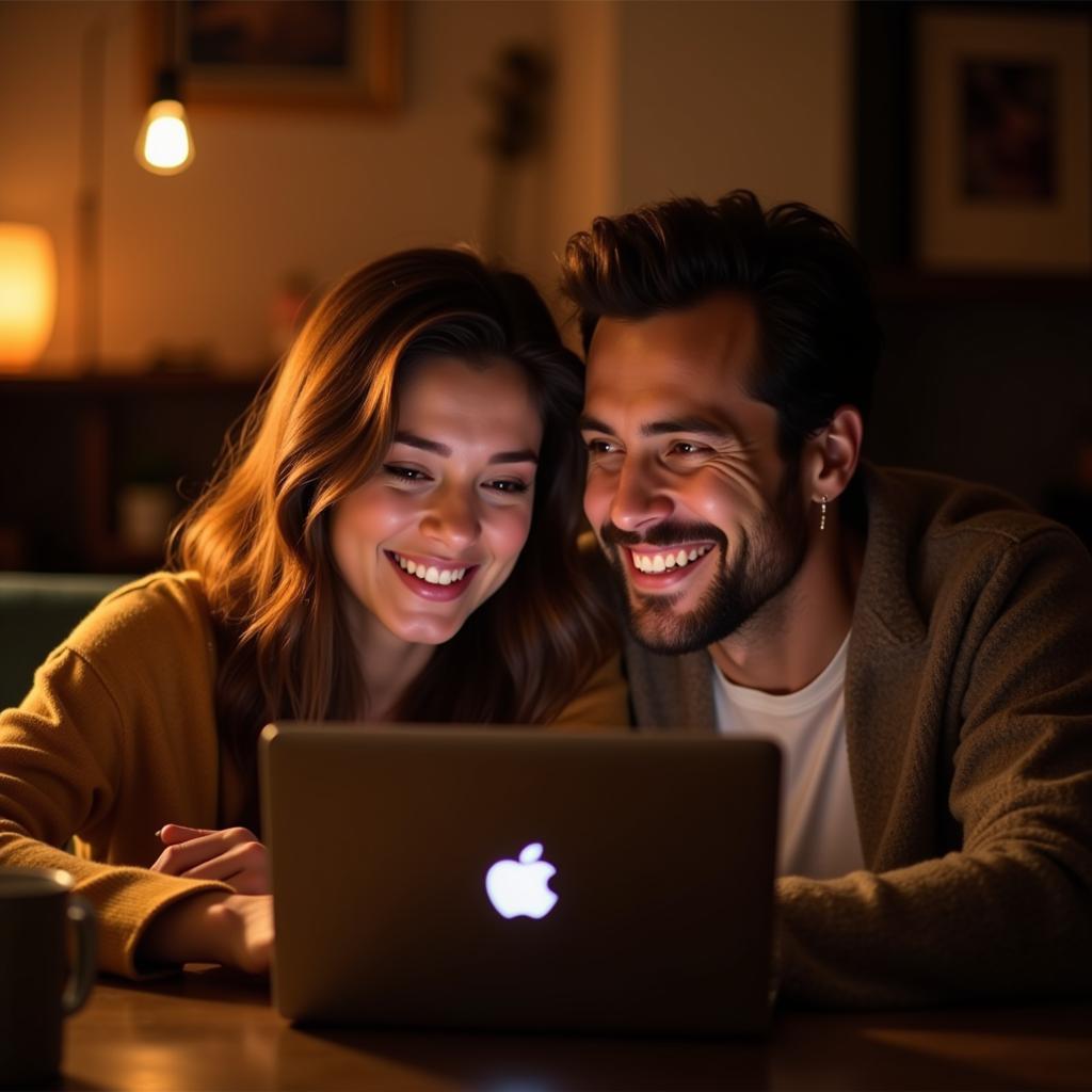 Couple connecting through video call, bridging the distance