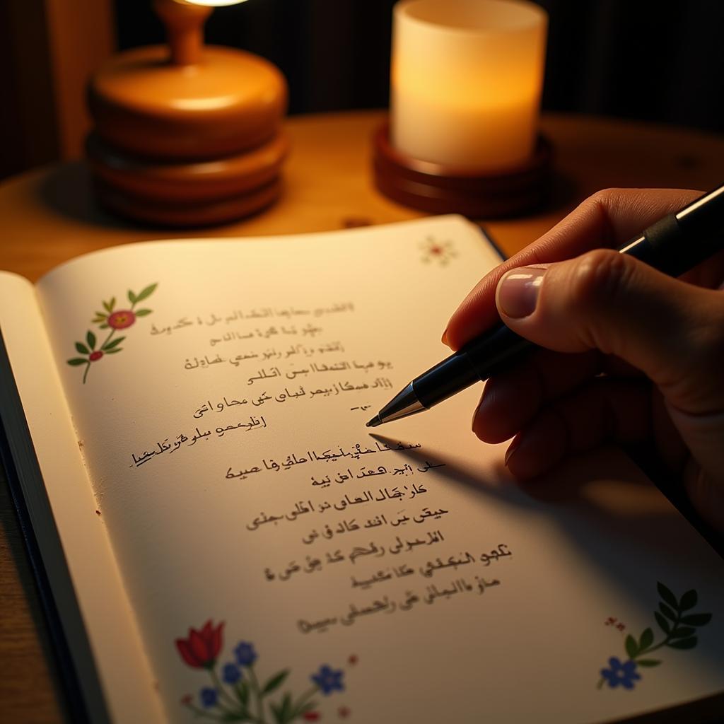 Writing Love Myself Shayari in a Journal