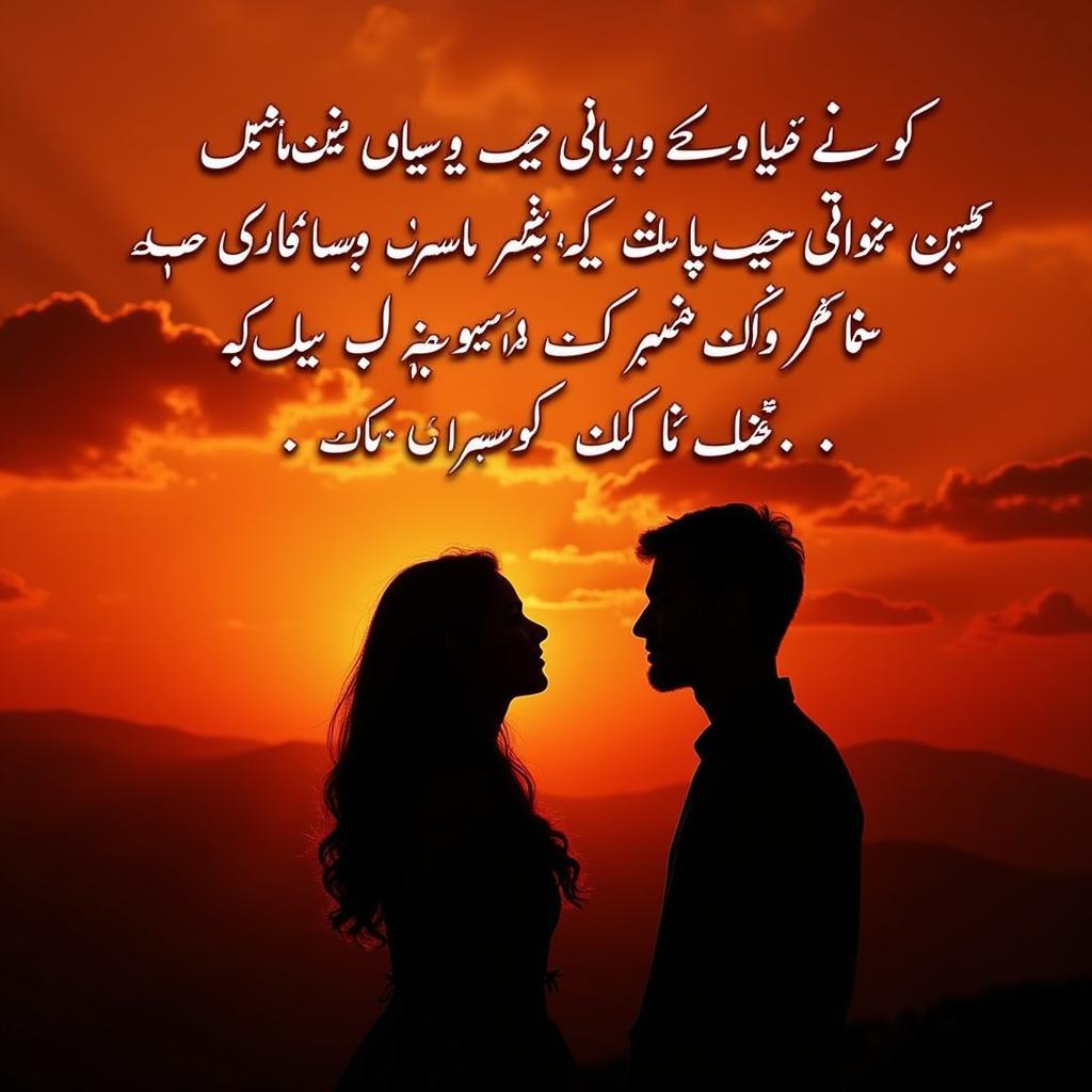 Love Shayari HD Image with Sunset Background