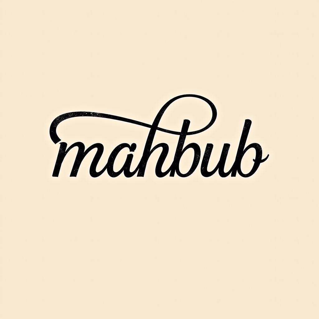 Calligraphy art featuring the word "mahbub" in Hindi script