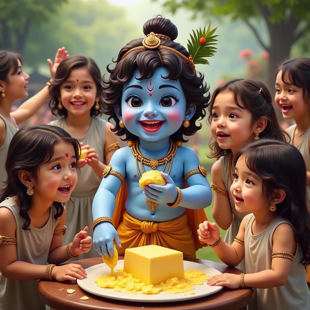 Makhan Chor Krishna with Gopis