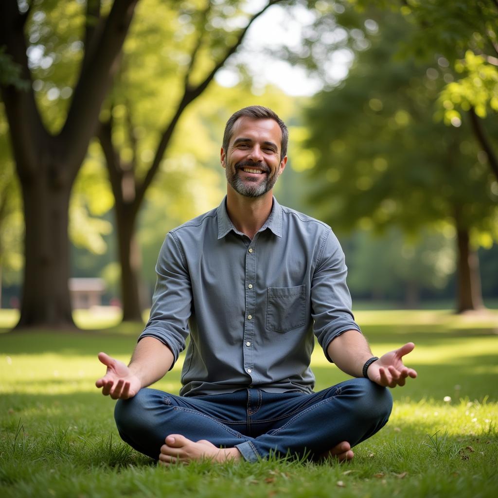 Man Practicing Mindfulness Smiling