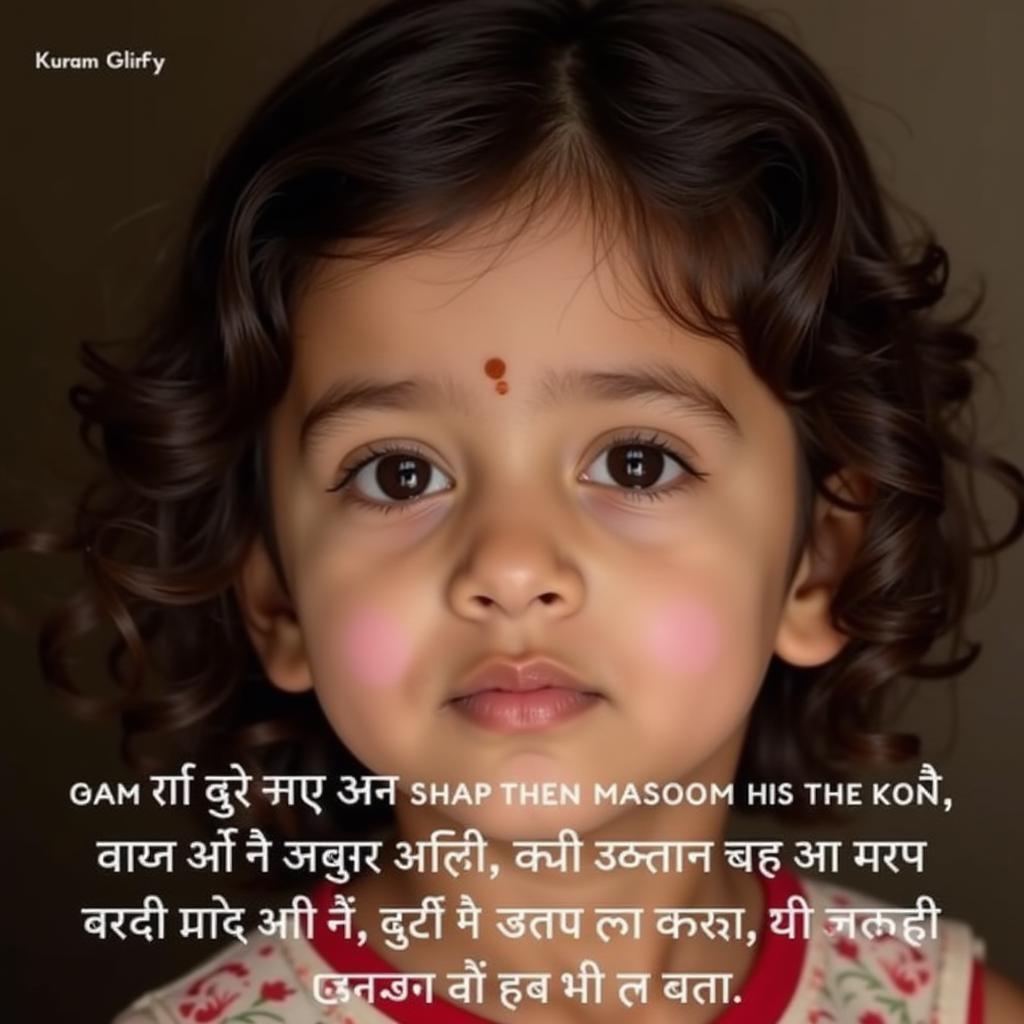 Innocent Face Shayari in Hindi: A depiction of a child's innocent face with a Hindi shayari overlaid.