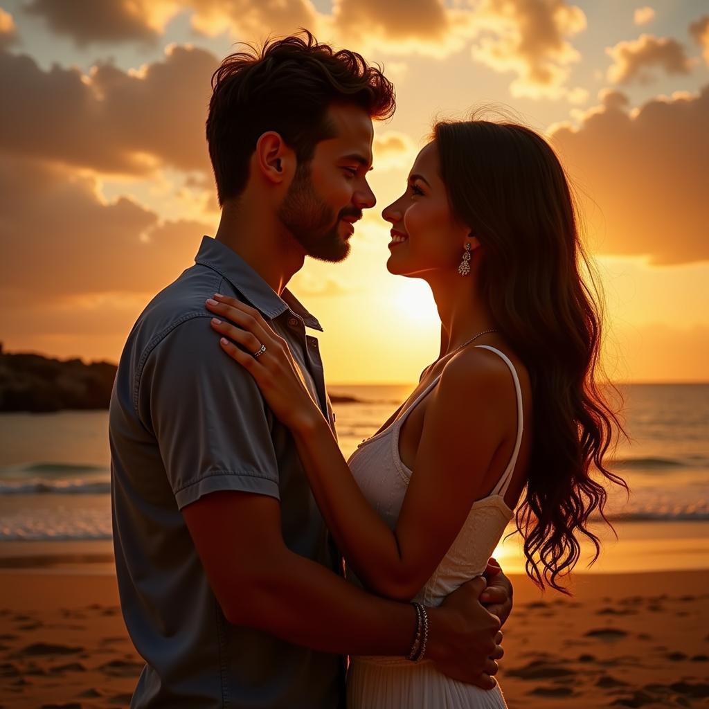 Romantic couple embracing, showcasing the power of love and connection.