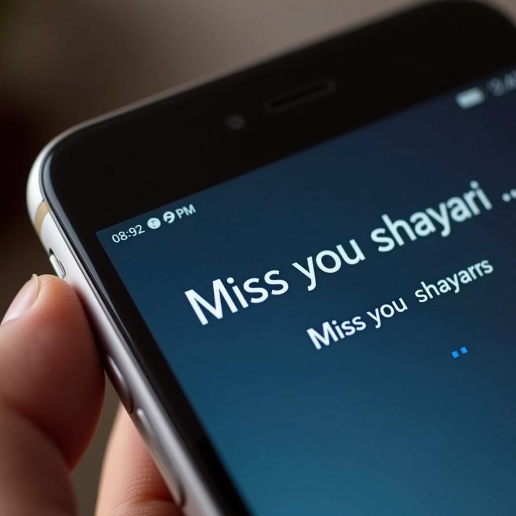 Phone Displaying a Miss You Shayari Message