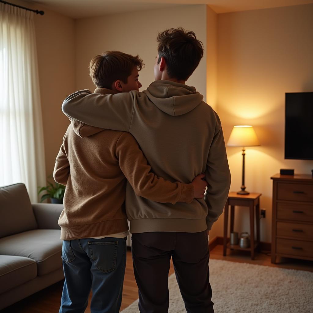 Image of two brothers hugging, expressing the close bond and the feeling of missing each other