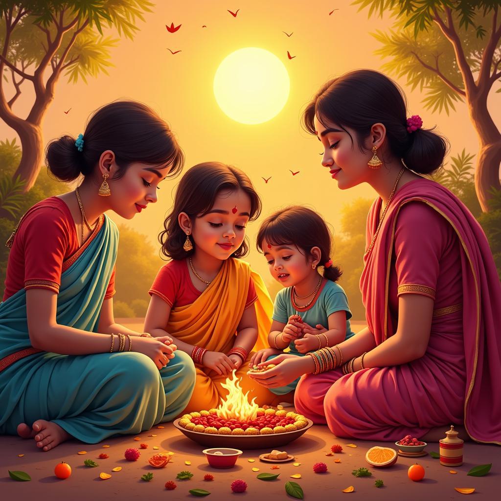 Cultural Significance of Mother Quotes in Hindi: A family celebrating a festival.