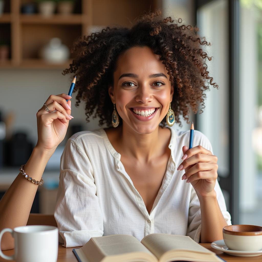 Woman confidently pursuing her passions